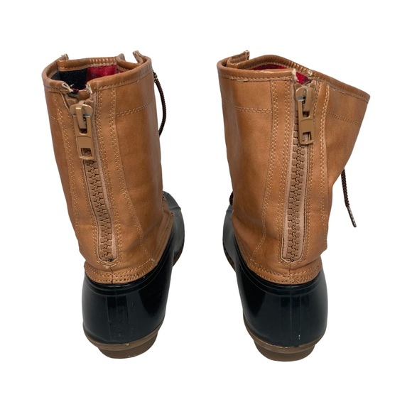 Madden Girl Flurryy Duck Style Boots Natural Tan & Black Lace & Zip Up Size 9.5 - Picture 4 of 9